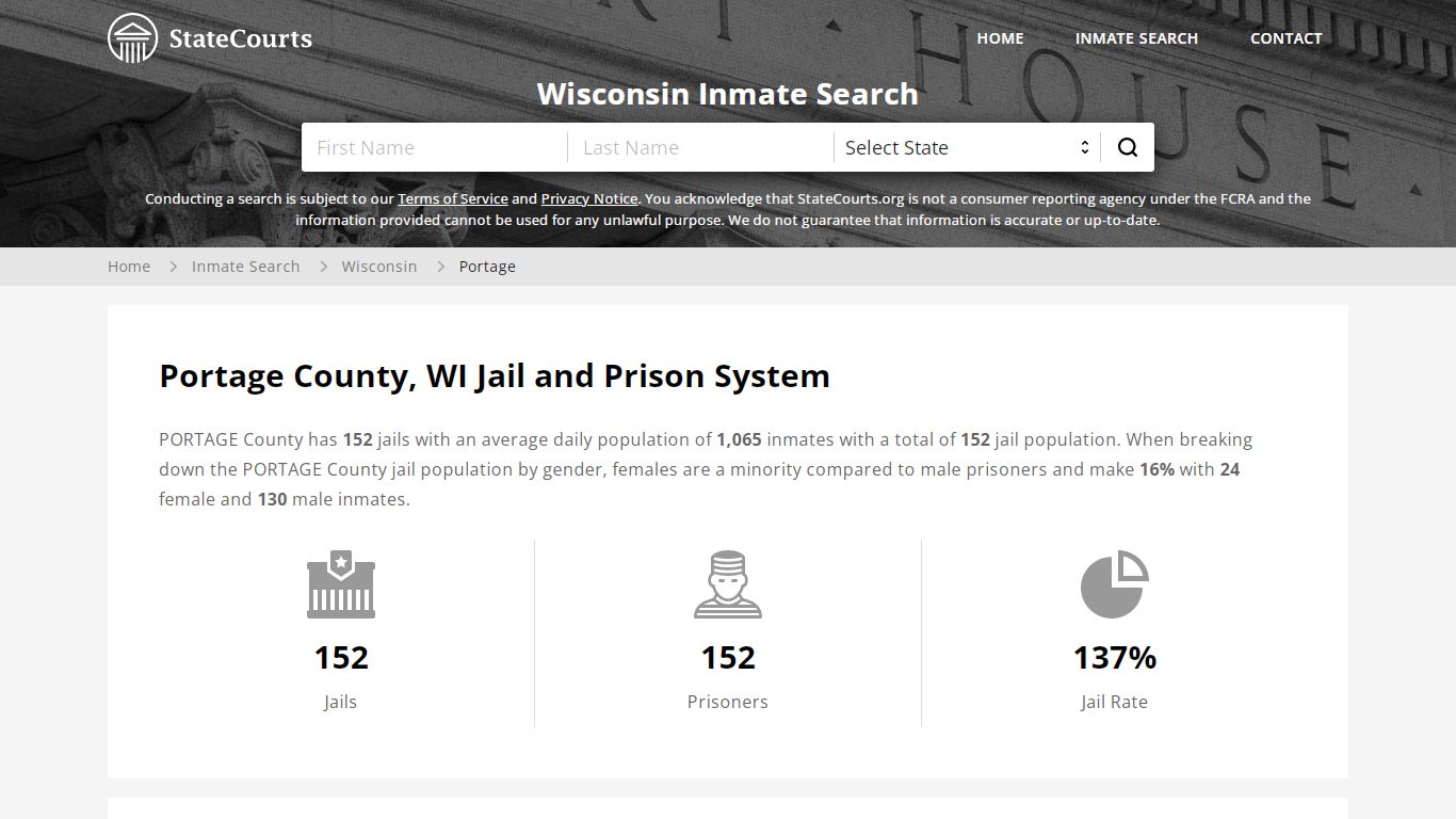 Portage County, WI Inmate Search - StateCourts