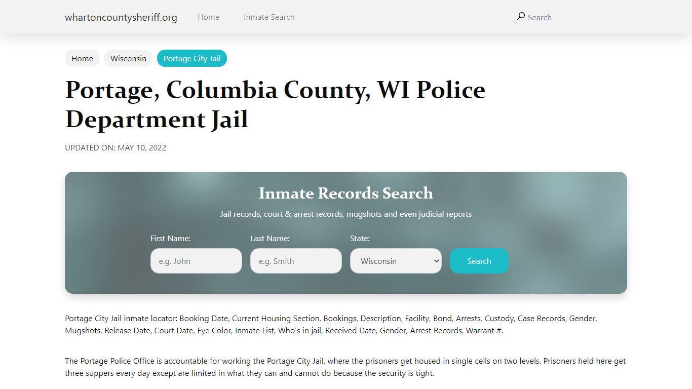 Portage, WI City Jail Inmates, Arrests